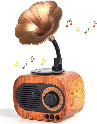 Retro muziekluidspreker, vintage draadloze draagbare buitenluidspreker met luid stereogeluid, oplaadbare luidspreker, ingebouwde microfoon, ondersteuning voor het beantwoorden van oproepen, USB-, TF-kaart- en AUX-ingang voor thuis.
