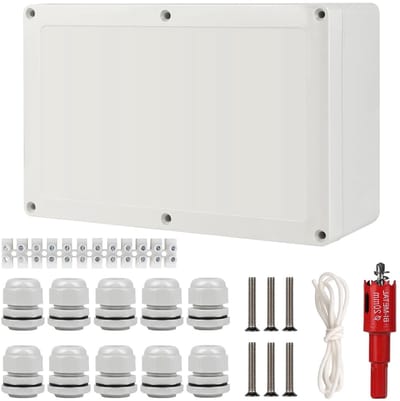 Waterdichte Buitenbox, Vierkante Elektrische Doos, IP66, 230 x 150 x 85 mm, met Kabeldoorvoer voor Ø 6-12 mm, Geschikt voor Tuin en Bouwtoepassingen