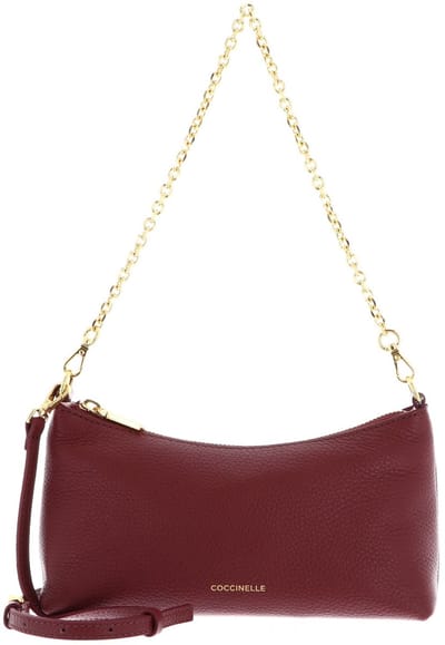 COCCINELLE Leren schoudertas Aura Mini Bag Grained Leather Ribes (rood)paars