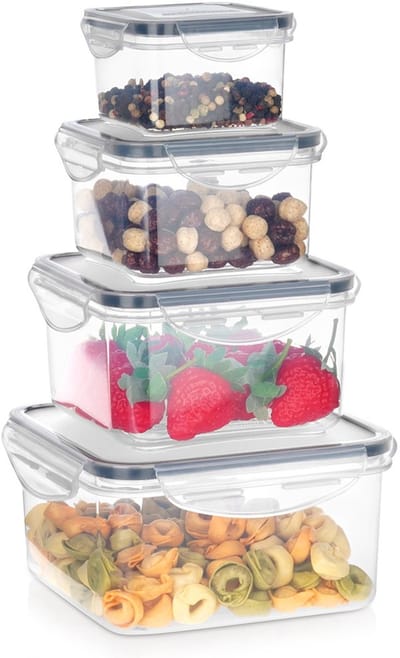 Voedselcontainers met Deksel en Pakking 4 stuks - Vershoudbakjes - Diepvriesbakjes - Vershouden - Bakjes