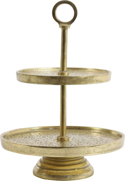 Light & Living Etagère Lutek - Goud - 2 Laags - Metaal - Modern,Luxe - Woonkamer