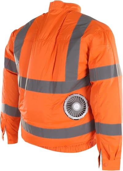 Cooling Fan Jacket - Draagbare Air Conditioned Shirt - Zonnesteek Preventie Kleding met Air Conditioned Koeling - Zonnebescherming Werk Kleding - Lange Mouwen met Ventilatoren (Fluorescent Orange)