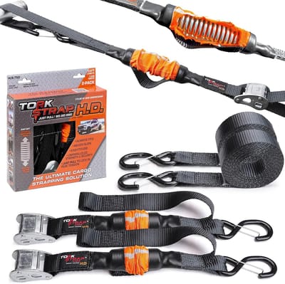 Heavy Duty Veerbelaste Spanbanden - 14 ft Voor Veilig Vracht Transport - Innovatieve Hybride Tie-Down zonder Haken