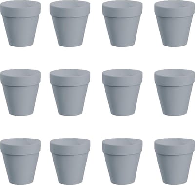 Terracotta Bloempotten 12pcs - 5,5x5cm - Grijs - Voor binnen en buitenplanten - ShopVlot