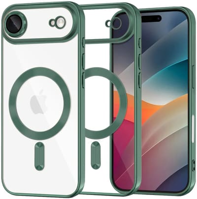 Hoesje geschikt voor Apple iPhone Air - Techsuit Luxury Crystal Back Cover - Geschikt voor MagSafe - Transparant/Donkergroen