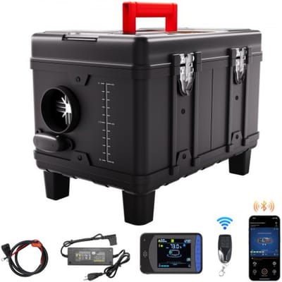 VEVOR 5-8KW dieselverwarming 12 V / 24 V alles-in-één dieselluchtverwarmer, met Bluetooth-appbediening, afstandsbediening, display en CO-alarm, snel verwarmende draagbare dieselverwarming voor voertuigen