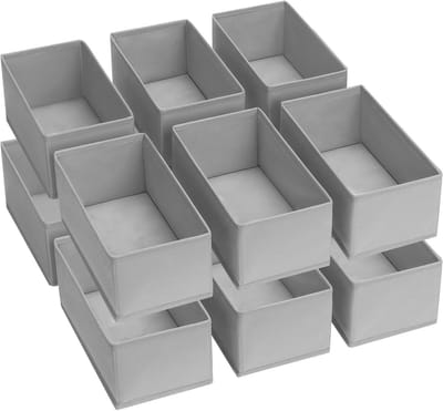 Lade-organizer, kledingkast, organizer, stof, ondergoed, organizer, opvouwbare organizer voor babykleding, broeken, kindersokken, 12 stuks (lichtgrijs)