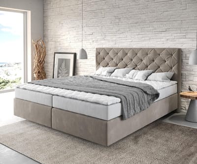 Boxspringbed Dream-Great microvezel beige 180x200 met matras en topper