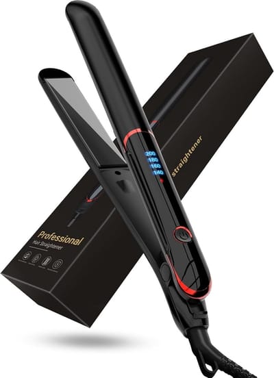 Stijltang zwart-2 in 1-steil en krul het haar-140°/200°-Efficiënt-10s snelle verwarming-LCD-display temperatuur-Professionele haarverzorging-Krultang (zwart)