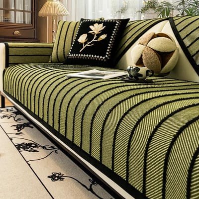 Zwarte Lijnen Bankkussen Universeel Zitkussen voor Alle Seizoenen Luxe Modern Top Antislip Lederen Bankhoes Rugleuning Handdoek 70x70cm 1pcs
