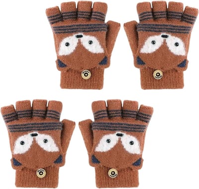 Warme en Zachte Flip Top Handschoenen voor Peuters en Kinderen, Geschikt voor Jongens en Meisjes, Ideaal voor de Winter, Knitted en Stretchy Design