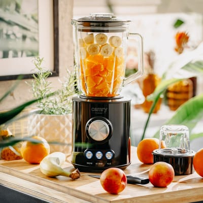 1.5L 1800W Glazen Bekerblender 2 Snelheid 3 programma's Smoothie Verpletterende Ijsfunctie Pulsmes Met 6 Messen