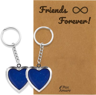 BFF Sleutelhanger voor 2 ' Friends Forever' - Medaillon verandert van kleur - Sleutelhanger set op Cadeau Kaartje - Zilverkleurig - Vriendschap Symbool - Pax Amare