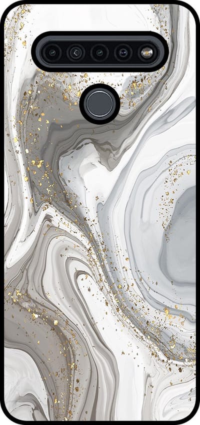 Smartphonica Telefoonhoesje Geschikt voor LG K41S met marmer opdruk - TPU backcover case marble design - Zilver geschikt voor LG K41S