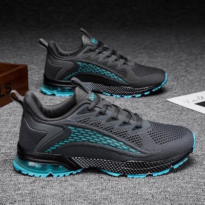 Merk Heren Hardloopschoenen Zomer Ademende Mesh Schoenen Heren Casual Schoenen Leer Mode Zomer Schoenen Man Zacht Comfortabel 43 grijs