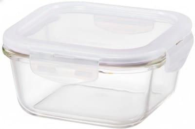 Famanu - Eco ovenglass voedselcontainers 500 ml – luchtdichte vierkante glazen containers met gerecycled deksel, ovenbestendig