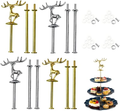 Dailygoods- Etagèrehouder Set van 4 - Etagère Stangen - Bouwpakket - Metalen Stangen - Bruidstaarten/Cupcakes - Hoogwaardig/Duurzaam - Taartstandaard