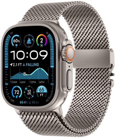 Luxe Milanees loop bandje - geschikt voor Apple Watch series 1/2/3/4/5/6/7/8/9/10/11/ SE (1,2,3) / Ultra (1,2,3) met maat 44 mm / 45 mm / 46 mm / 49 mm - Milanese - titanium