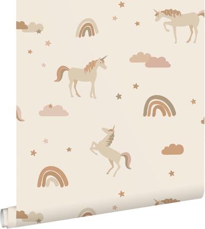 ESTAhome behang unicorns beige en terracotta - 50 x 900 cm - 131460