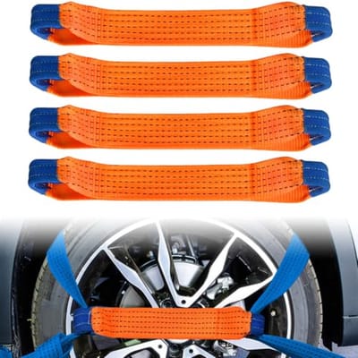 4 Stuks Velgenspanbanden voor Auto - 40 cm en 5 cm Breedte - Ratelriemen tot 5 Ton Voor Veilig Transport