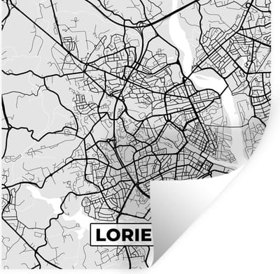 Muurstickers - Sticker Folie - Frankrijk - Plattegrond - Kaart - Lorient - Stadskaart - 100x100 cm - Plakfolie - Muurstickers Kinderkamer - Zelfklevend Behang XXL - Zelfklevend behangpapier - Stickerfolie