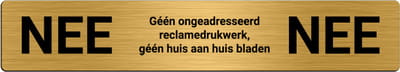 Brievenbusbordje Goud - NEE / NEE - 15 x 2,5 cm - ronde hoeken - incl. 3M-tape | Gratis Verzending | Decoporta