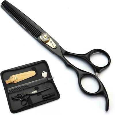 Professionele 6 inch zwarte kappersschaar set - Snijschaar en dunner schaar met zwarte behuizing