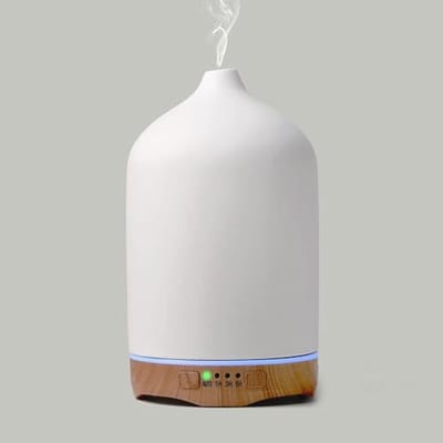Luchtbevochtiger met Keramiek, 250 ml, 7 Lichtkleuren, 2 Sproeimodi, Timer en Aromadiffuser