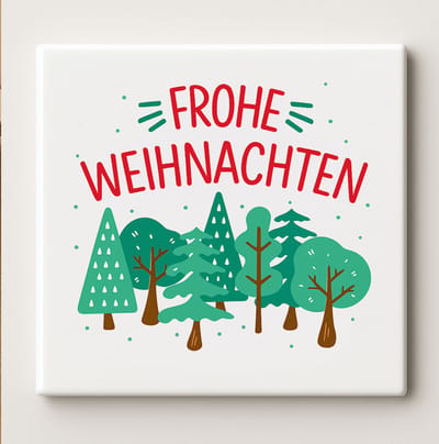 Frohe Weihnachten Tegel 15x15cm – Vrolijk Kerstmis Duitse Citaat Keramische Wandtegel, Feestelijke Kerstdecoratie of Cadeau voor Kerstliefhebbers