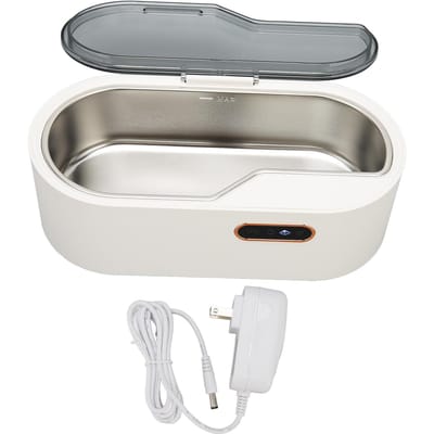 Nettoyeur à Bijoux Ultrasons 450ml Machine de Nettoyage Ultrasonique Portable pour Lunettes Montre Maquillage US PLUG blanc