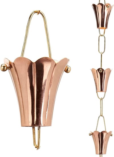Regenketting - Waterafvoer - Decoratief - Handgemaakt Koper - 259 cm - Koperkleurig