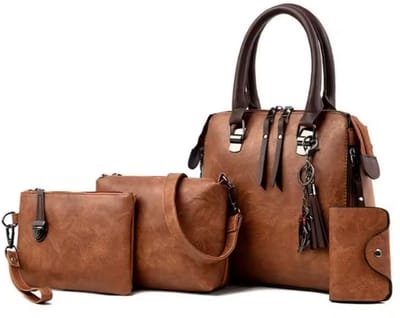 4 Stuks Luxe Handtas Set voor Dames – Vintage PU Lederen Tassen met Kwastjes, Designer Messenger Bags en Schoudertassen 24x10x24cm, Modieuze Dames Tas, Grote Schoudertas, Trendy Handtas