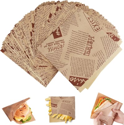 Famanu – Deli papier 150 vellen 15x15 cm, hamburger- en sandwichpapier, vetvrij en herbruikbaar