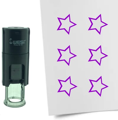 CombiCraft Stempel Open Ster 10mm rond - paarse inkt