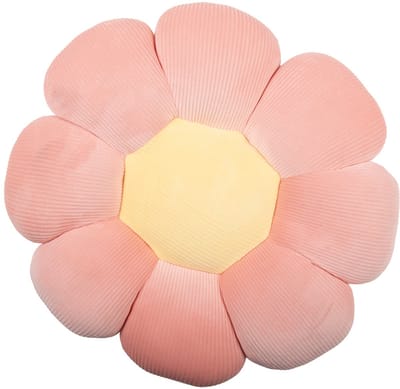 Clayre & Eef Sierkussen Bloem Ø 40x6 cm Roze Polyester