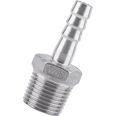 Raccord Barb pour Tuyau de Carburant Raccord Queue de Tuyau BSP Connecteur en Acier Inoxydable (1 2 x10mm)
