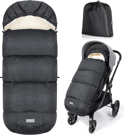 Voetenzak Kinderwagen - Baby Buggy - Warmte Buiten - Waterdichte Sherpa Fleece - 39x32x6 cm - Donkergrijs