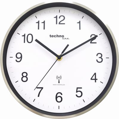 Technoline WT 8925 - Wandklok - Analoog - Quartz - Rond - Glazen lens - Ijzer - Radiogestuurde tijdsaanduiding - Grijs