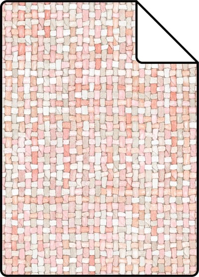 Proefstaal ESTAhome behang geweven linnenstructuur perzik oranje roze - 26.5 x 21 cm - 148661-S