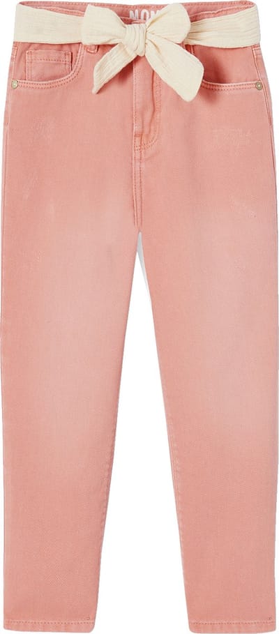 Vertbaudet "Mom fit" broek en sjaalriem van katoengaas voor meisjes