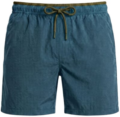 Seersucker Zwemshort Lavos - Petrolblauw / Olijfgroen - Maat 3XL - Zwemshort Heren Petrolblauw - Swimwearclub