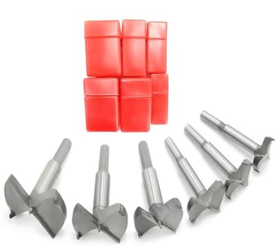 Forstner Boor Set van 30-60 mm, 6 Stuks, Voor Houtbewerking, Plakband, Scharnier, Hoogwaardige Stalen Boor met Ronde Schacht