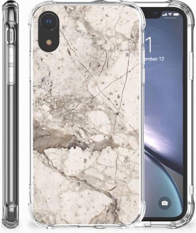 Apple iPhone Xr Anti-Shock Hoesje Marmer Beige