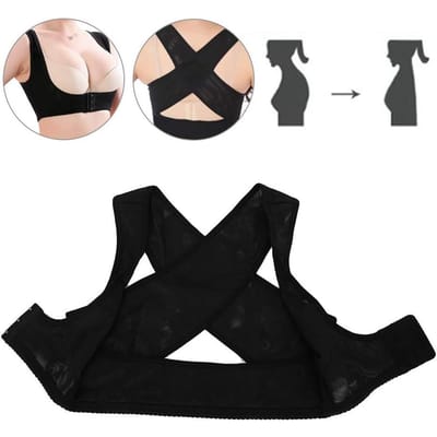 Ceinture de soutien dorsale et thoracique pour femmes Correcteur de posture Hauts gainants Soutien-gorge Haut de soutien-gorge Corset en X Haut Confortable XL noir