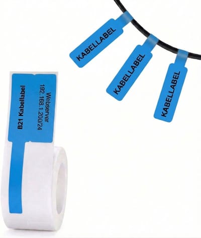 Niimbot Labels - Etiketten voor B21/B1- 25x38mm - 40mm staart - 100 vellen - Kabel labels - Blauw