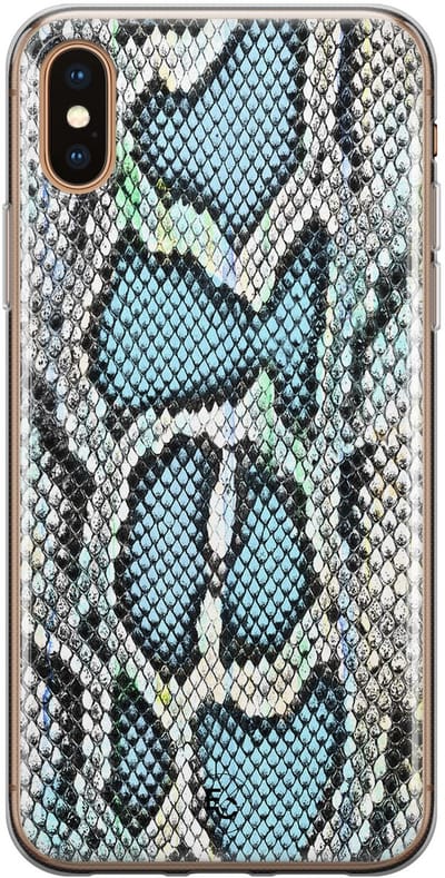 Hoesje geschikt voor iPhone Xs Max - Slangenprint - Soft Case - TPU - Slangenprint - Blauw - ELLECHIQ
