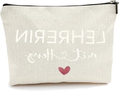 Praktische Make-up Tas met Hart voor Leraren, Perfect Cadeau voor Afscheid of Bedankt, Ideaal voor School en Kantoorgebruik