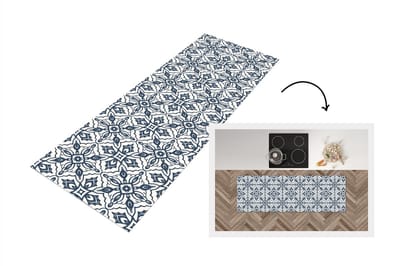 Keukenloper - Loper keuken - Patronen - Mandala - Blauw - 150x50 cm - Keukenloper vinyl