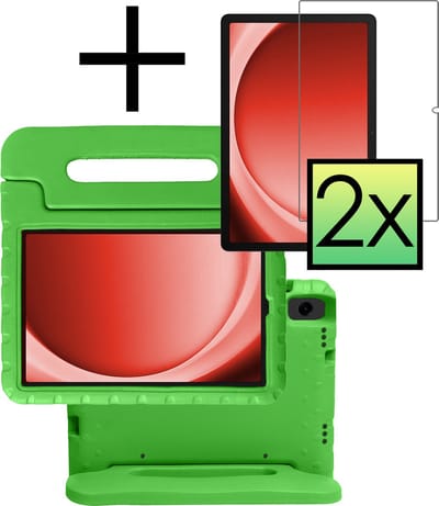 Hoes - Geschikt voor Samsung Galaxy Tab A9 Plus - Met 2x Screenprotector - Kinderhoes Shockproof Bumper - Kidsproof Case - Tablet Hoesje - Kinder Cover - Groen