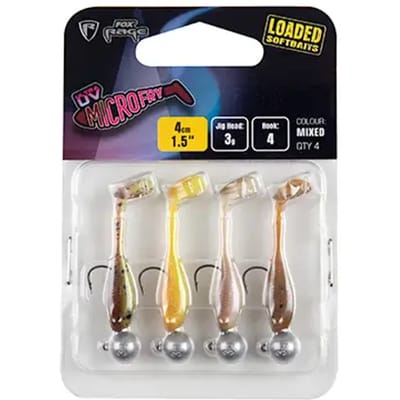 Fox Rage Loaded Ultra UV Micro Fry Mixed Colors Pack (4pcs) 4cm - Jighead 3g - Haak 4